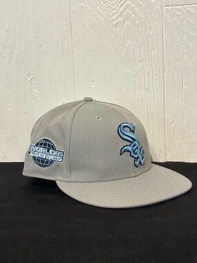 New Era 59FIFTY Chicago White Sox World Series Gray Light Blue Fitted Hat 7 3/8